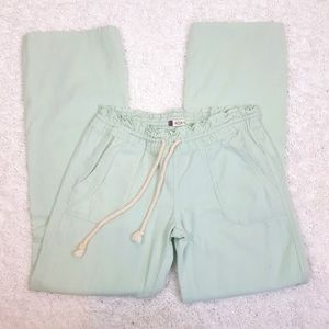 Roxy light mint flax linen and viscose casual pants womens size small